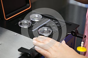 Closeup of lab equipment for scientific research with fluids