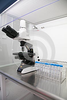 Closeup of lab equipment for scientific research with fluids