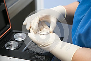 Closeup of lab equipment for scientific research with fluids