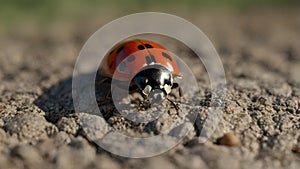 Closeup of a Ladybug on a Rough, Gray Surface