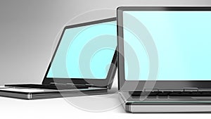 Closeup Of Laptops On White Background