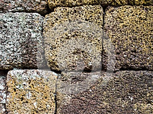 Closeup of the laterite brick wall