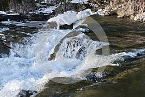 Closeup of Laughlin Falls flowing along the Coldwater River