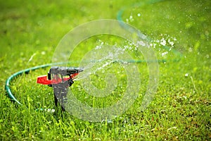 Closeup of lawn sprinkler