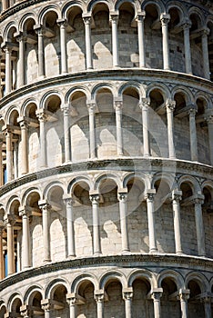 Closeup of Leaning Tower of Pisa - Tuscany Italy