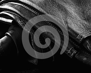 Closeup leather trousers