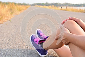 Closeup legs skin on road and under the sky for health care concept