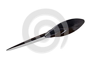 Closeup of a letter openers tool or a black knife designed for opening letter envelopes isolated on a white background. Clipping