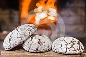 Closeup of a loaf of bread from the furnace