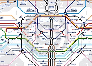 Closeup of London underground map