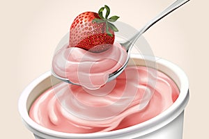 Closeup look at strawberry yogurt