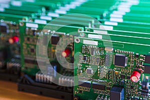 Closeup of Lot of Electronic Printed Circuit Boards