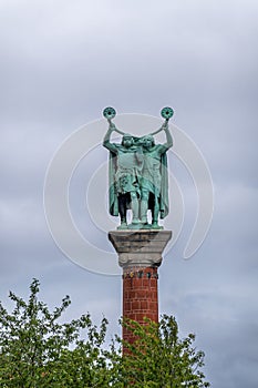 Closeup of Lur Blowers statue, Copenhagen, Denmark