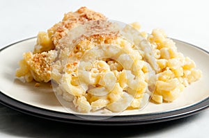 Closeup of mac and cheese on the plate