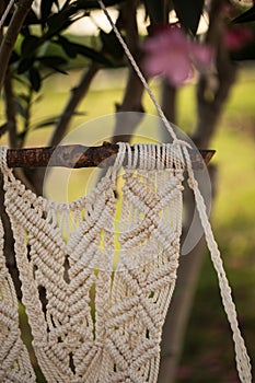 Closeup of macrame art