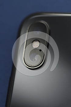 Closeup macro of camera of a mobile smart phone