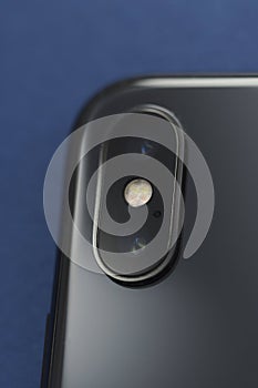 Closeup macro of camera of a mobile smart phone