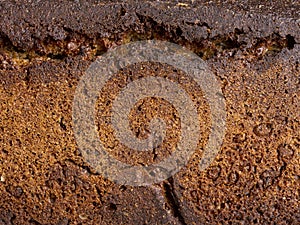 closeup macro detail of blank brown bread texture background