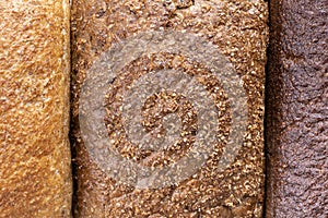 closeup macro detail of blank brown bread texture background