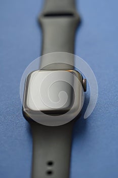 Closeup macro of a modern watch with touch screen