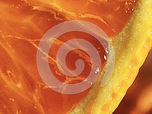 Closeup macro photo of orange pulp