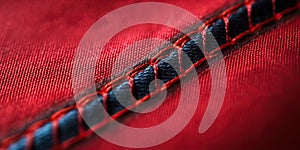 Closeup macro red seam , concept of Depth of field