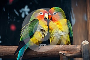 Closeup magic Colorful and beautiful love birds captivate the eye