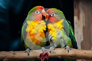 Closeup magic Colorful and beautiful love birds captivate the eye