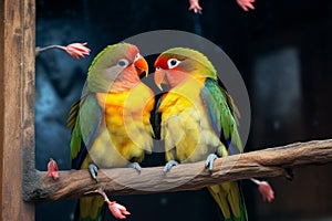 Closeup magic Colorful and beautiful love birds captivate the eye