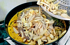 Closeup of making mixed pickle at home