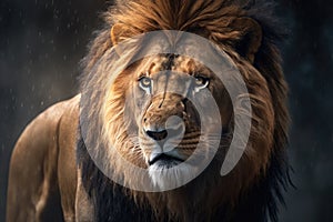 A Closeup of a Male Adult Lion Looking to the Side photo