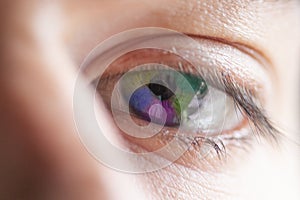 Closeup of male eye with multi-colored iris