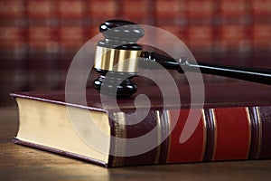 Mallet On Legal Book In Courtroom