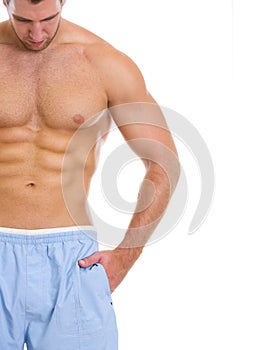 Closeup on man with great abdominal muscles