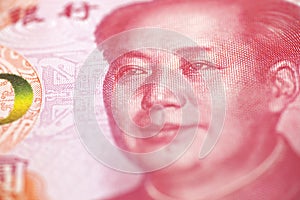 Closeup of Mao on chinese banknote