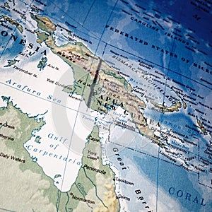 Closeup map of Papua New Guinea