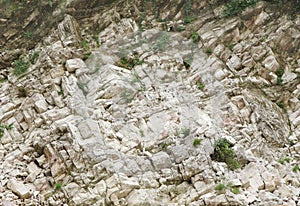 Closeup of Marble rocks along the Narmada river, Jabalpur, India