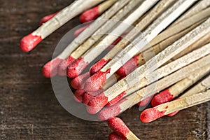 Closeup Matchsticks With Red Heads