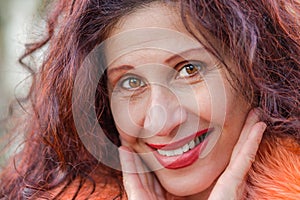 Closeup of mature woman with wrinkles