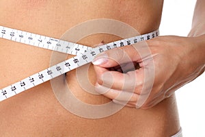 Closeup measurement of a female waist