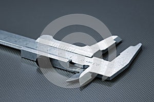 Closeup of a mechanical micrometer