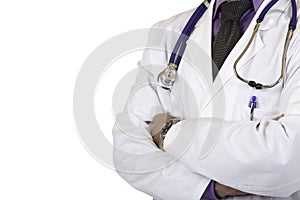 Closeup of medical doctor torso with stethoscope photo