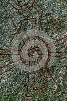 Closeup of a medieval rune stone