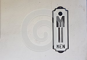 Closeup men restroom logo sign