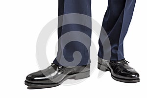 Closeup of Men's Stylish Semi-Brogue Oxford Shoes on a Standing