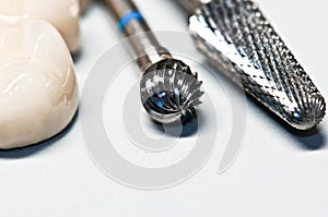 Closeup metallic grinders for teeth