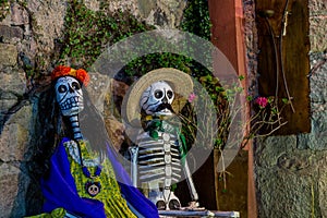 Closeup of Mexican day of dead decorations, Mineral del Chico, Hidalgo