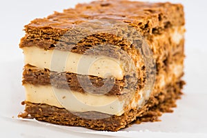 Closeup of a mille-feuille slice