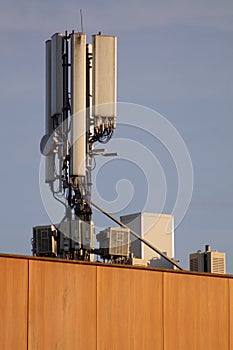 Closeup from mobile telecommunication antenna on a building