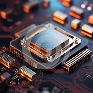 Closeup of modern CPU central processing unit. Generative AI